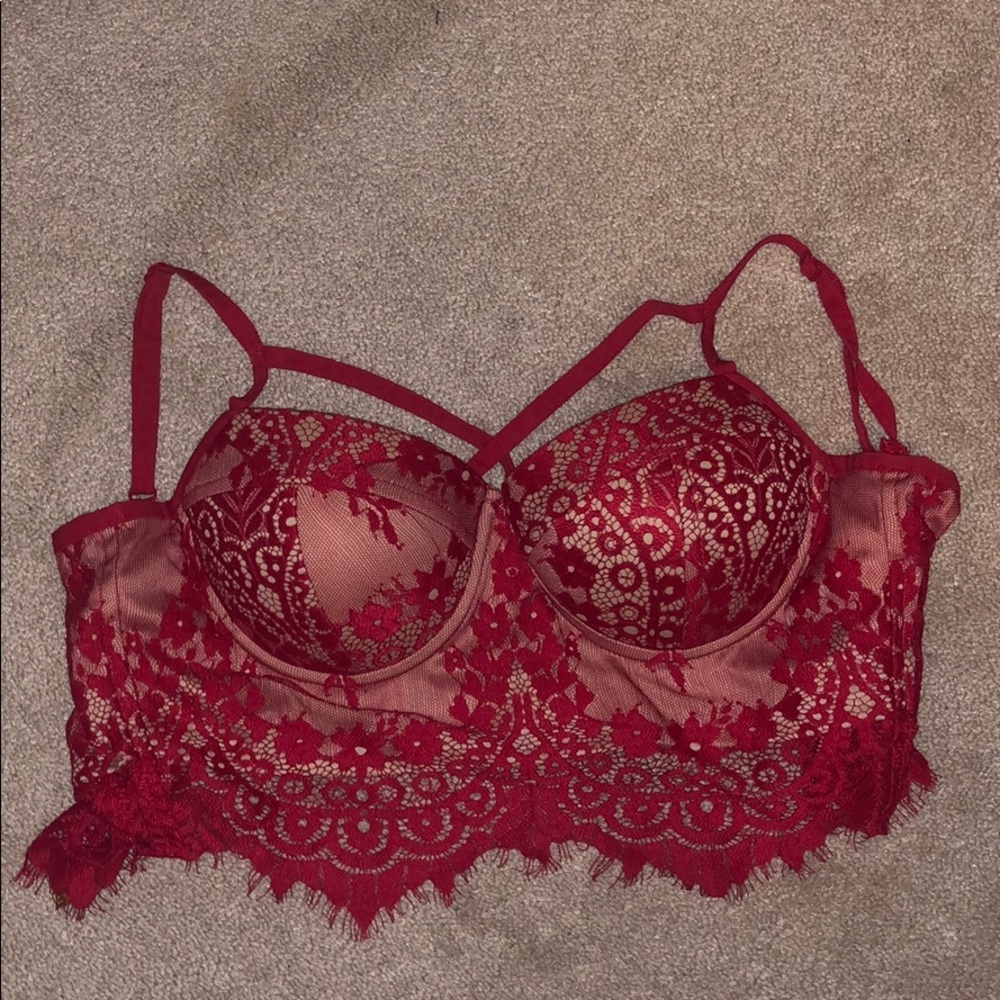 Red lace bralette